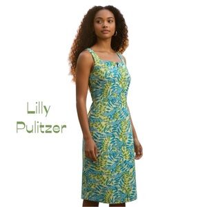 Lilly Pulitzer Yellow Blue Alligator Print Dress Size 6